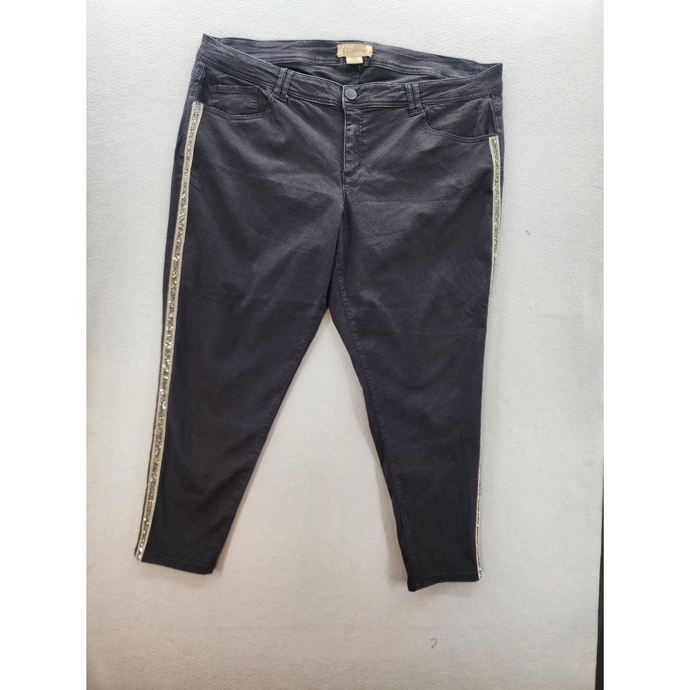 Democracy Freedom Ankle Skimmer Pants 22W Black Rhinestone Side Stripe Plus Size
